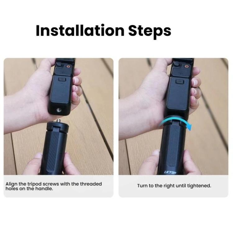 Trípode de escritorio mini LKTOP con rosca de 1/4 de pulgada para cámaras de acción y teléfonos inteligentes.