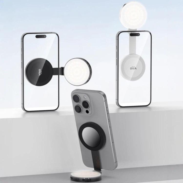 Luz de relleno magnética extensible VRIG para teléfono con espejo, plegable, 2 en 1, para selfies, se convierte en soporte, 3 temperaturas de color.