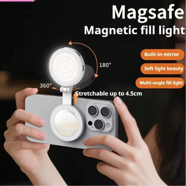Luz de relleno magnética extensible VRIG para teléfono con espejo, plegable, 2 en 1, para selfies, se convierte en soporte, 3 temperaturas de color.