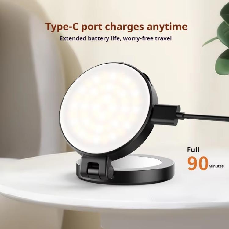 Luz de relleno magnética extensible VRIG para teléfono con espejo, plegable, 2 en 1, para selfies, se convierte en soporte, 3 temperaturas de color.