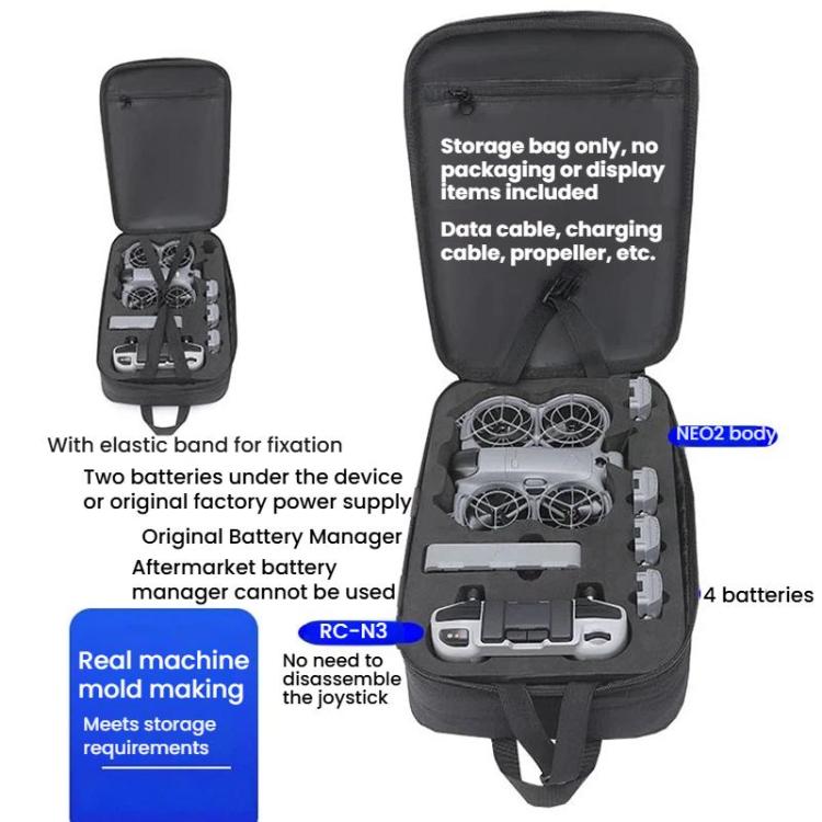 Bolsa organizadora para kit de vuelo suave BKano para DJI Neo 2 (Bolsa cruzada para el pecho), Crossbody Bag(Black)