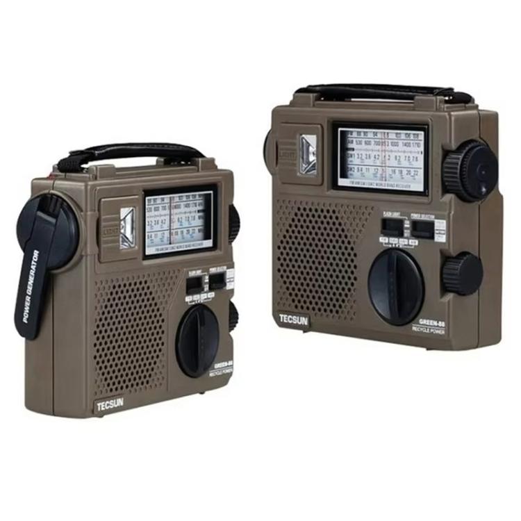 Radio portátil de emergencia TECSUN GR-88P con manivela y funciones FM/MW/SW