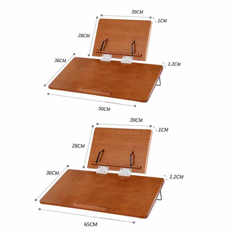 Soporte de lectura de bambú de 2 niveles para tablet, con altura ajustable en 6 niveles, reposalibros y elevador para portátil., 50x36cm Brown, 65x36cm Brown, 50x36cm Light, 65x36cm Light