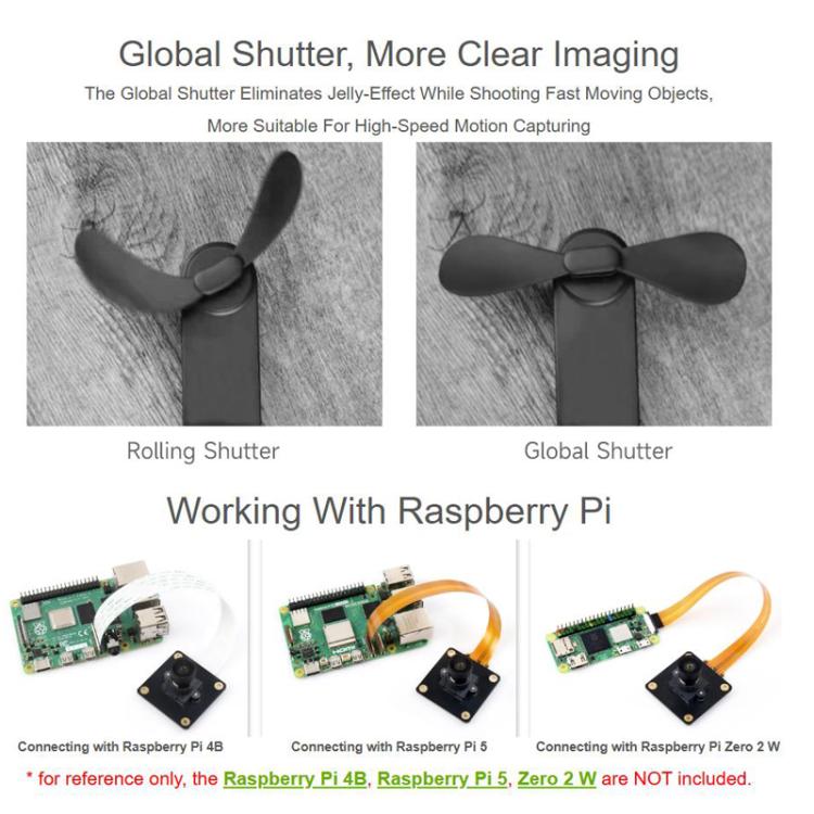 Módulo de cámara monocromática M12 de 1,6 MP con obturador global, 32427