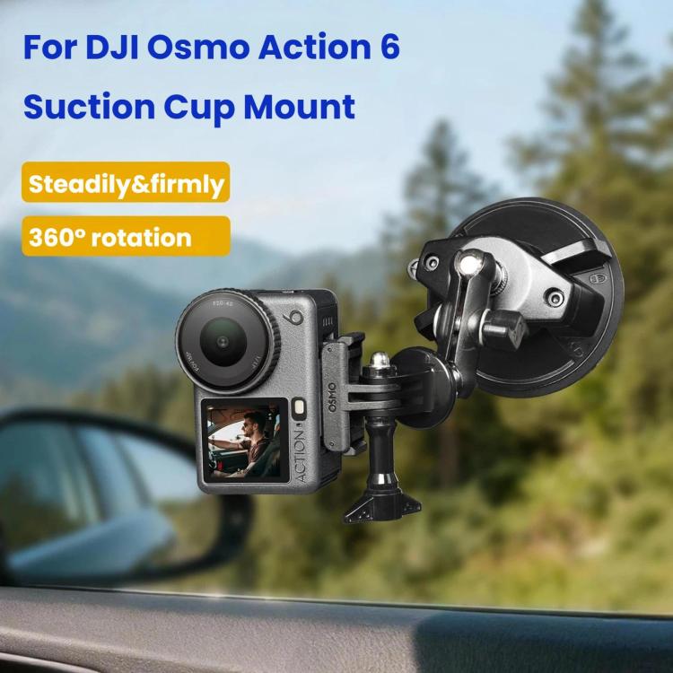Soporte con ventosa para DJI Osmo Action 6, giratorio 360 grados, para parabrisas de coche con base de vacío.