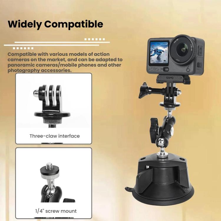 Soporte con ventosa para DJI Osmo Action 6, giratorio 360 grados, para parabrisas de coche con base de vacío.