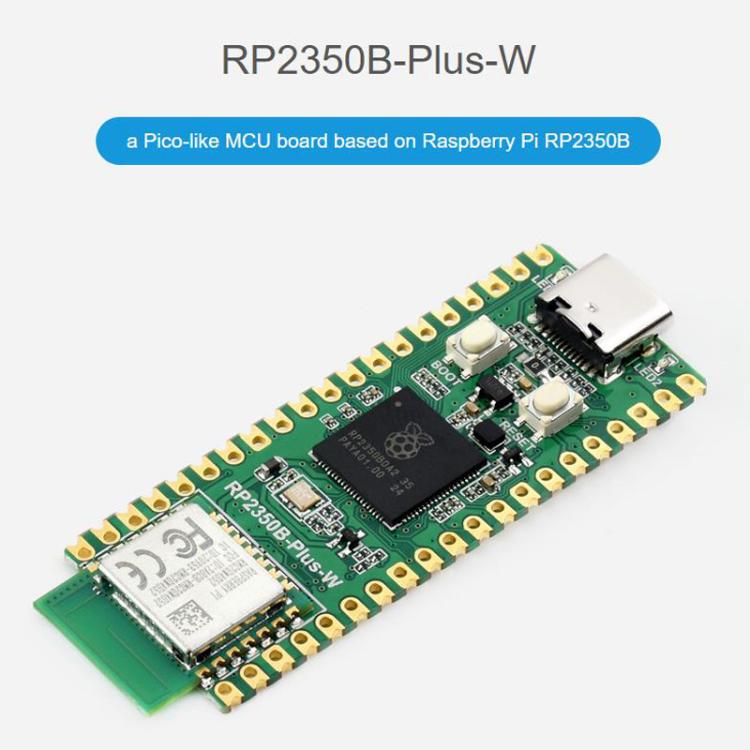 Placa de desarrollo WAVESHARE RP2350B-Plus-W para Raspberry Pi con microcontrolador de doble núcleo RP2350B, compatible con Wi-Fi y Bluetooth., 32048