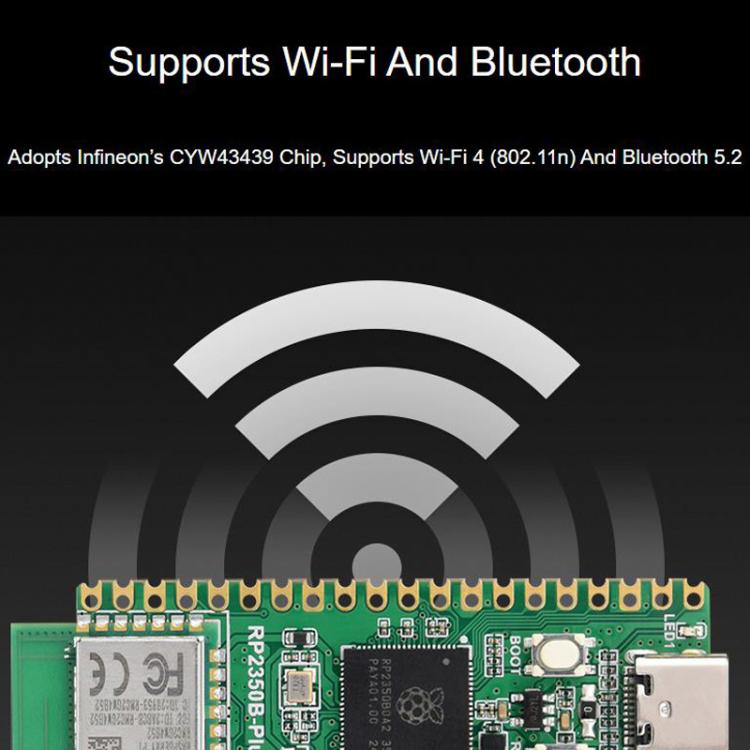 Placa de desarrollo WAVESHARE RP2350B-Plus-W para Raspberry Pi con microcontrolador de doble núcleo RP2350B, compatible con Wi-Fi y Bluetooth., 32048