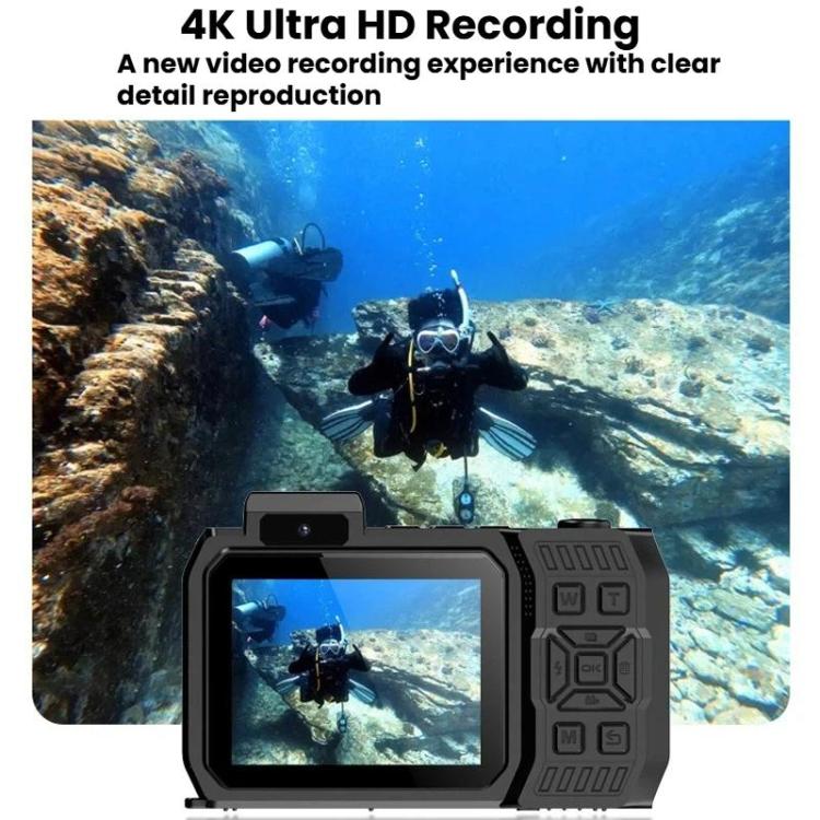 Cámara selfie HD D50 con doble pantalla, resistente al agua IP68, para exteriores y uso subacuático.