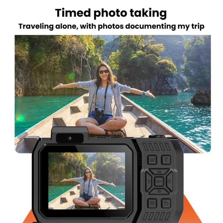 Cámara selfie HD D50 con doble pantalla, resistente al agua IP68, para exteriores y uso subacuático.