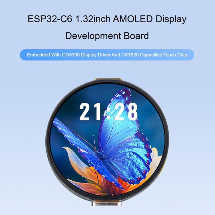 Placa de desarrollo para pantalla táctil redonda AMOLED de 1,32 pulgadas, 32766