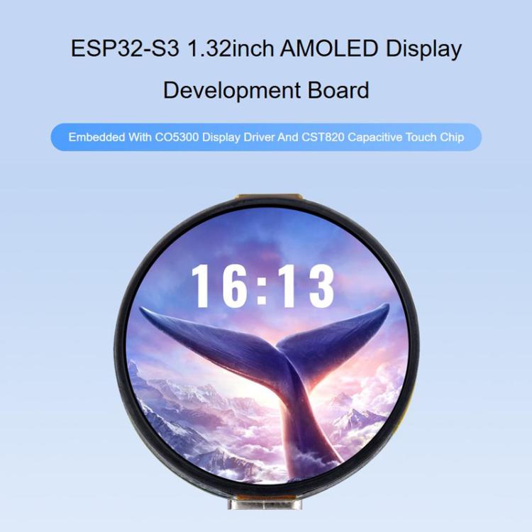 Placa de desarrollo para pantalla táctil redonda AMOLED de 1,32 pulgadas, 32767