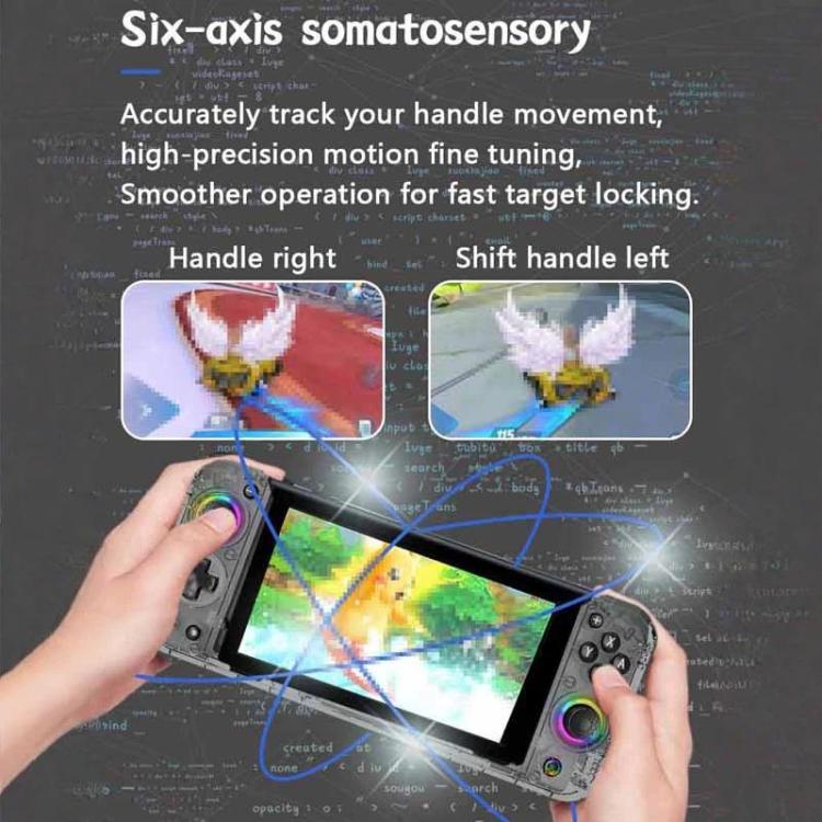 Joysticks de efecto Hall de inserción directa con iluminación RGB para controladores de sensor de movimiento de 6 ejes de Nintendo Switch