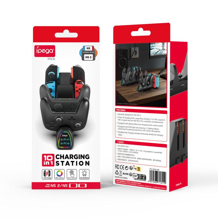Base de carga ipega 10 en 1 para Nintendo Switch 2 / Switch Joy-Con y mandos Switch 2 Pro, PG-SW2188