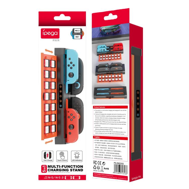 Soporte para tarjeta de juego Ipega para base de carga de Joy-Con de Nintendo Switch 2 / Switch, 8-in-1