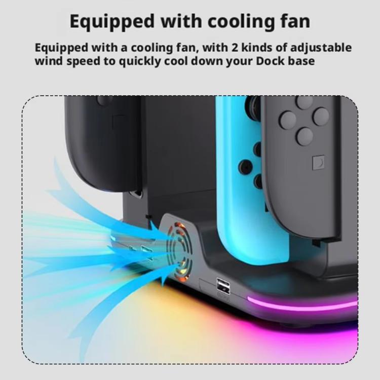 Base de carga multifunción 12 en 1 ipega para Nintendo Switch 2/Switch Joy-Con, base para mando Pro, ventilador de refrigeración y organizador de almacenamiento para juegos y auriculares., 12-in-1