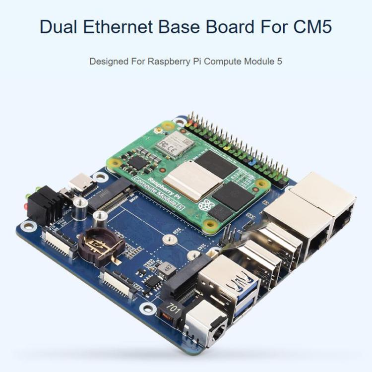 Placa de expansión de doble puerto de red WAVESHARE para Raspberry Pi CM5, compatible con módulo de comunicación 4G/5G., EU Plug, US Plug, UK Plug