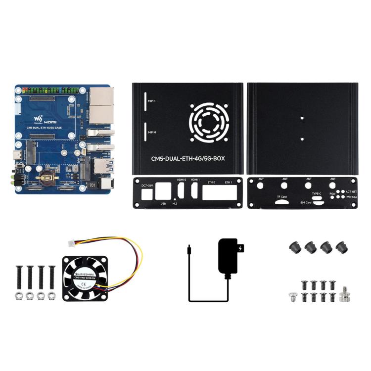 Placa de expansión de doble puerto de red WAVESHARE para Raspberry Pi CM5, compatible con módulo de comunicación 4G/5G., EU Plug, US Plug, UK Plug