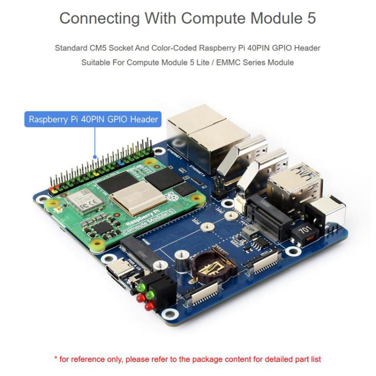 Placa de expansión de doble puerto de red WAVESHARE para Raspberry Pi CM5, compatible con módulo de comunicación 4G/5G., EU Plug, US Plug, UK Plug