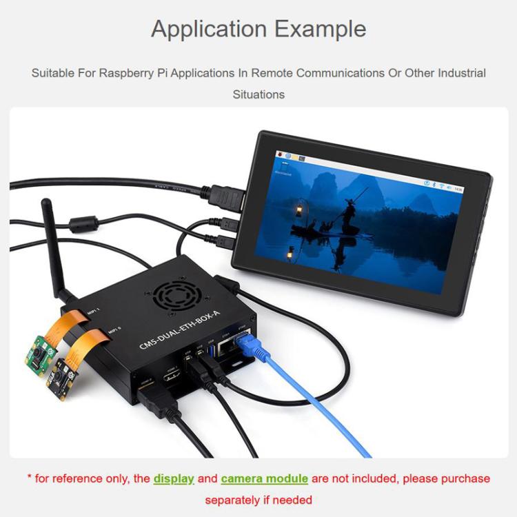 Placa de expansión de red dual Gigabit / 2.5G WAVESHARE CM5 compatible con Raspberry Pi, acceso a RJ45 y salidas duales 4K., US Plug, EU Plug, UK Plug