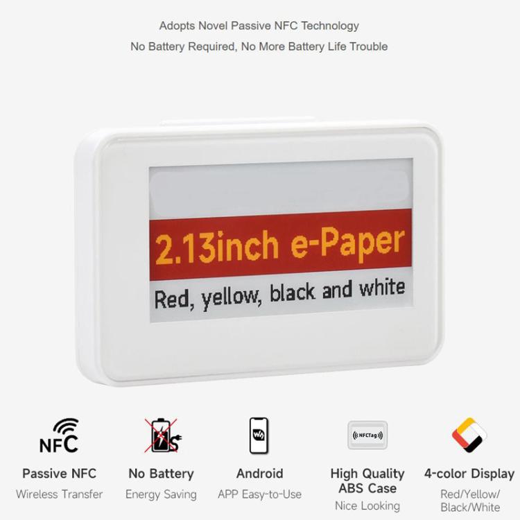 Pantalla de tinta roja, amarilla, negra y blanca con NFC pasivo de 2,13 pulgadas, 32814