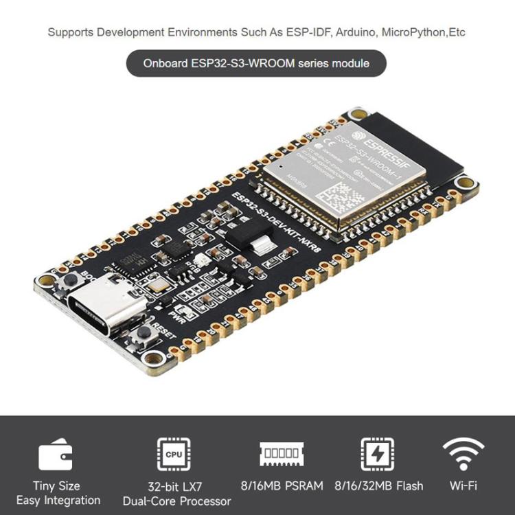 Placa de desarrollo Wi-Fi con microcontrolador de 2,4 GHz y procesador de doble núcleo de 240 MHz., WAVESHARE ESP32-S3-DEV-KIT-N8R8, WAVESHARE ESP32-S3-DEV-KIT-N8R8-M With Pre-soldered Headers, WAVESHARE ESP32-S3-DEV-KIT-N16R8                          ...