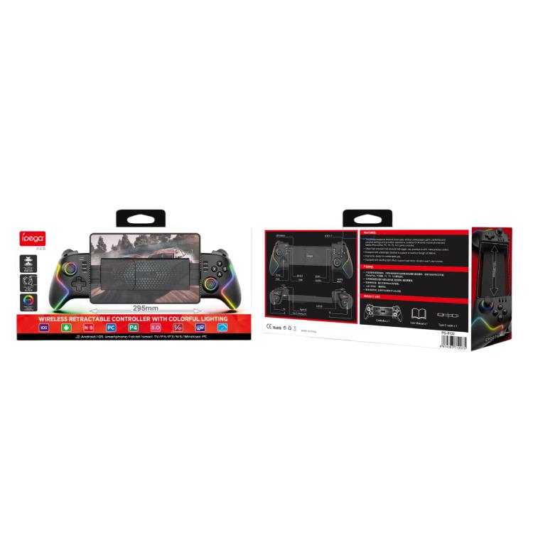 Mando de juegos extensible Ipega PG-9122 con joysticks de efecto Hall y giroscopio de 6 ejes para teléfonos/tabletas Android/iOS, PS4/PS3, Switch y PC con Windows.