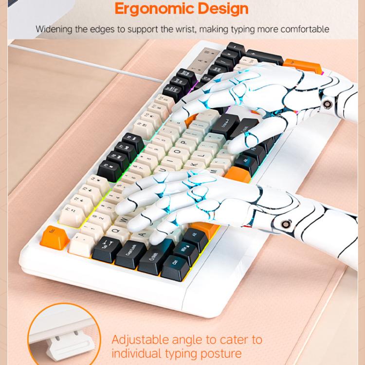 Teclado iMICE AK-100 con cable USB, retroiluminación arcoíris y teclas con bloques de color.