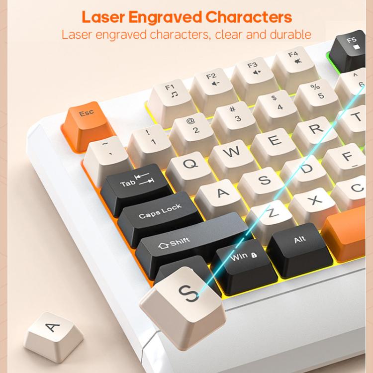 Teclado iMICE AK-100 con cable USB, retroiluminación arcoíris y teclas con bloques de color.