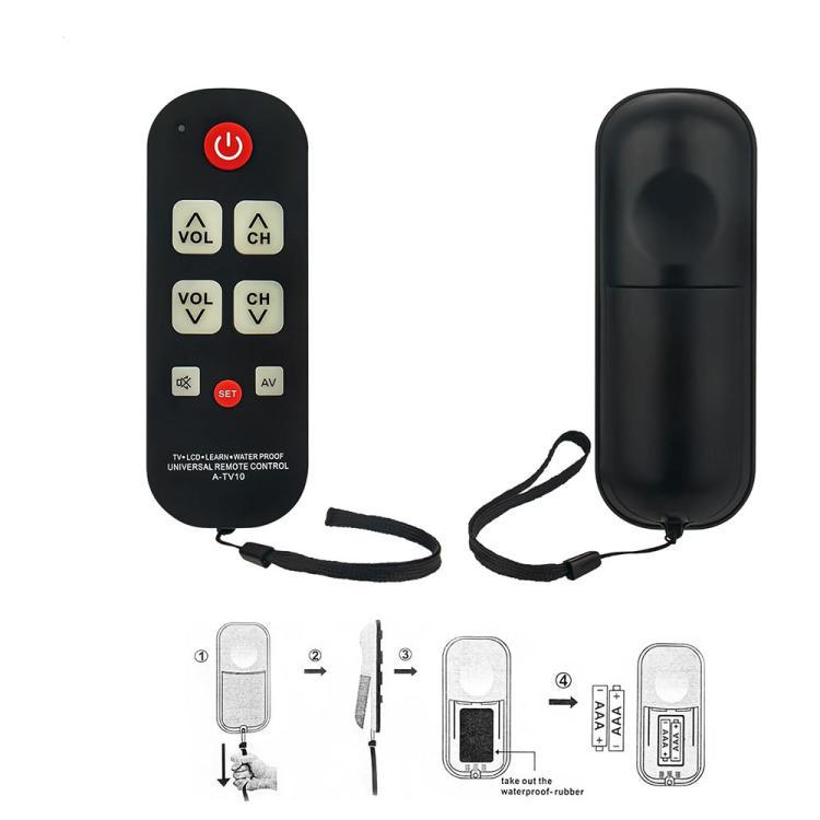 Control remoto universal A-TV10 para TV con botones luminosos de aprendizaje sencillo.
