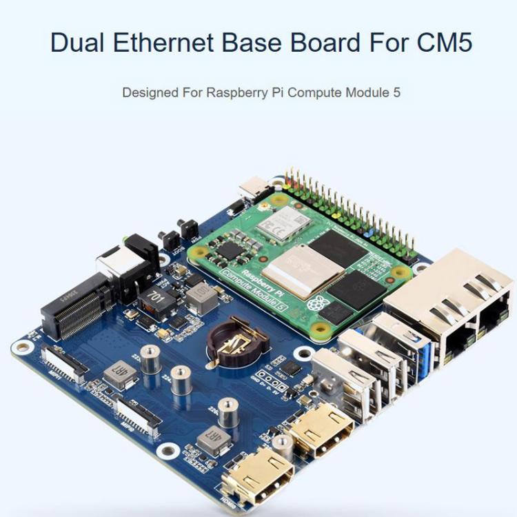 Placa base WAVESHARE Gigabit / 2.5G Ethernet dual para Raspberry Pi CM5, EU Plug, UK Plug, US Plug