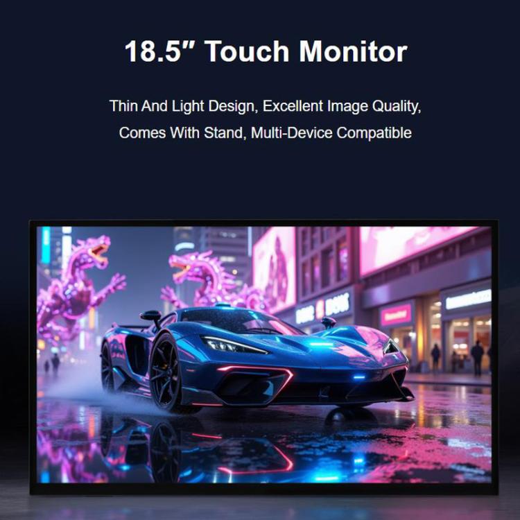 Monitor táctil Luckfox de 18,5 pulgadas con 10 puntos de contacto, resolución de 1920 × 1080 y frecuencia de actualización de 120 Hz, pantalla IPS., EU Plug, UK Plug, US Plug