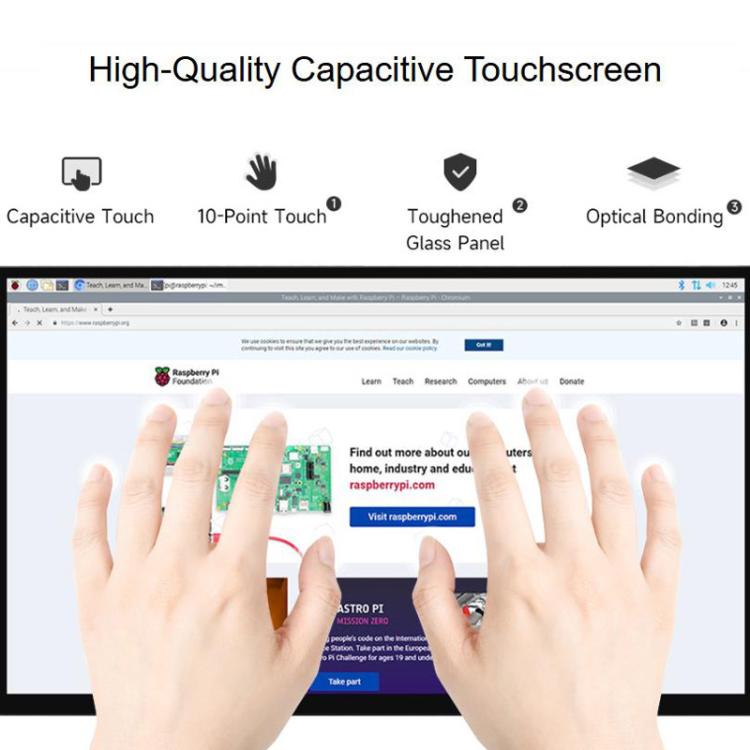 Monitor táctil Luckfox de 18,5 pulgadas con 10 puntos de contacto, resolución de 1920 × 1080 y frecuencia de actualización de 120 Hz, pantalla IPS., EU Plug, UK Plug, US Plug