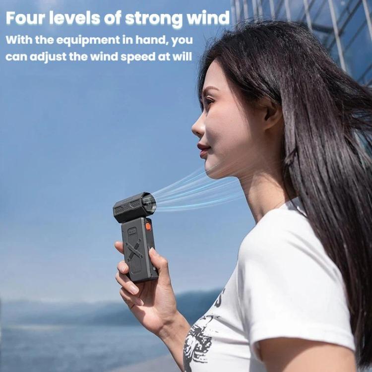 Ventilador turbo portátil F1 de alta velocidad con pantalla digital, ideal para exteriores, camping y reuniones., Black