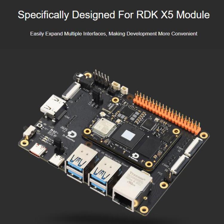 Placa base compatible con interfaz GPIO de 40 pines y puerto Gigabit Ethernet RJ45., D-Robotics RDK X5 MD Carrier Board