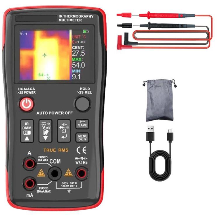 Multímetro termográfico infrarrojo HD portátil ZOYI ZT-R01 para aplicaciones industriales de calefacción por suelo radiante/potencia, Standard, With Bag