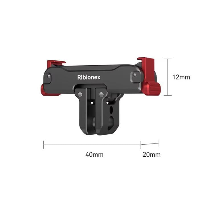 Adaptador de liberación rápida magnético de doble cara Ribionex para DJI Osmo Action 6 / Nano, con 2 garras y rosca para trípode de 1/4 de pulgada.