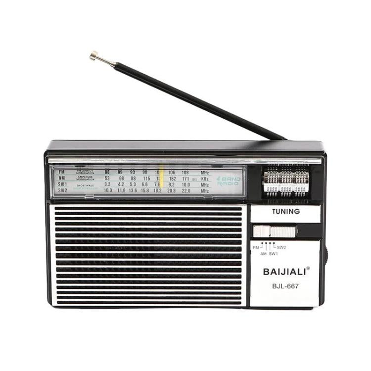 Radio portátil multibanda BAIJIALI BJL-667 FM AM SW con perilla independiente, BAIJIALI BJL-667