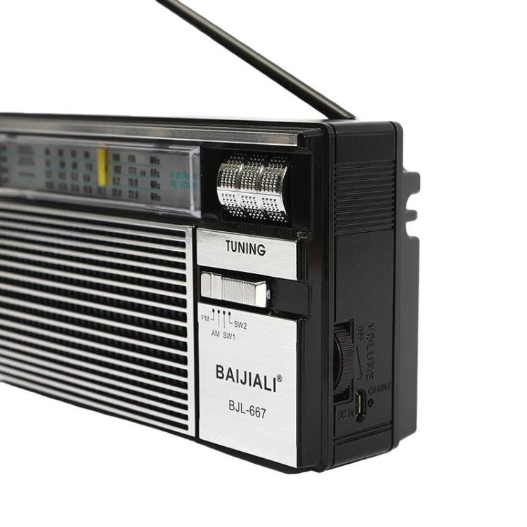Radio portátil multibanda BAIJIALI BJL-667 FM AM SW con perilla independiente, BAIJIALI BJL-667