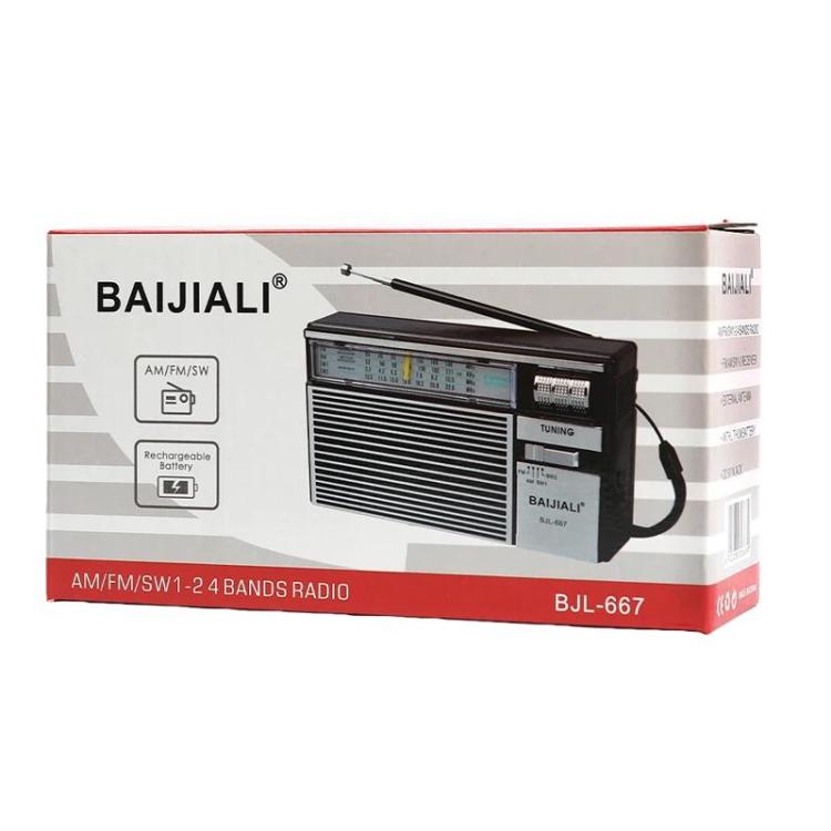 Radio portátil multibanda BAIJIALI BJL-667 FM AM SW con perilla independiente, BAIJIALI BJL-667