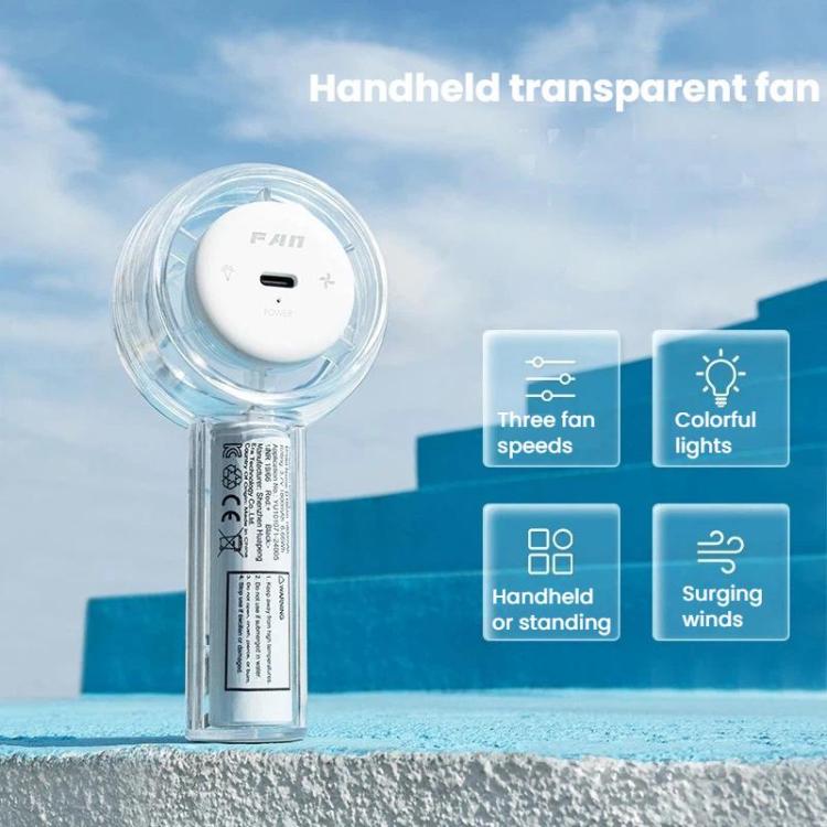 Mini ventilador de mano USB Turbo con luz colorida deslumbrante y práctico, F22