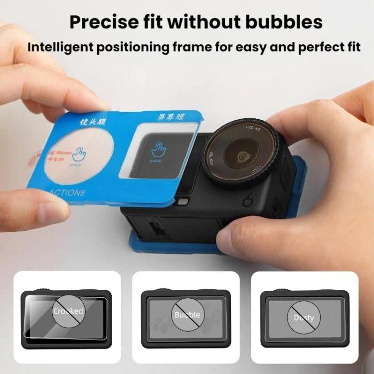 Protector de pantalla de vidrio templado HD para lente de cámara DJI Osmo Action 6 Flymile