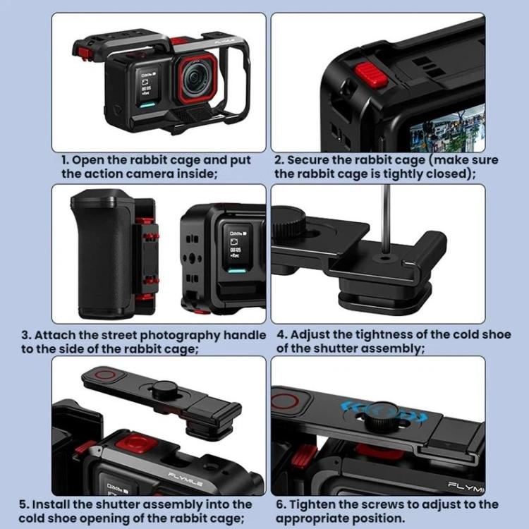 Accesorios de expansión para la jaula de la cámara Insta360 Ace Pro / 2 Flymile, Universal Holder, Set Plastic Version