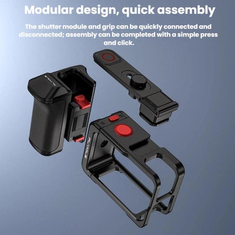 Adaptador Flymile extendido tipo jaula para DJI Osmo Action 4 / 3 / 5 Pro, Handle, Set Plastic Version