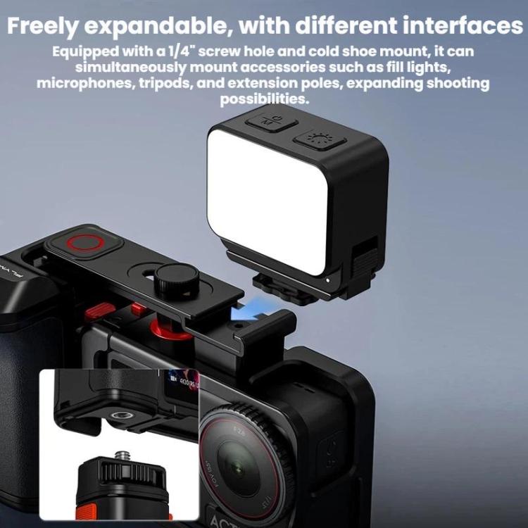 Adaptador Flymile extendido tipo jaula para DJI Osmo Action 4 / 3 / 5 Pro, Handle, Set Plastic Version