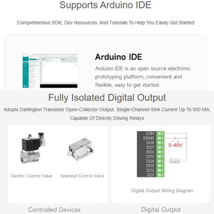 Placa de control con entrada y salida digital de 8 canales, procesador de doble núcleo Xtensa LX7 de 32 bits integrado., Waveshare ESP32-S3-POE-ETH-8DI-8DO