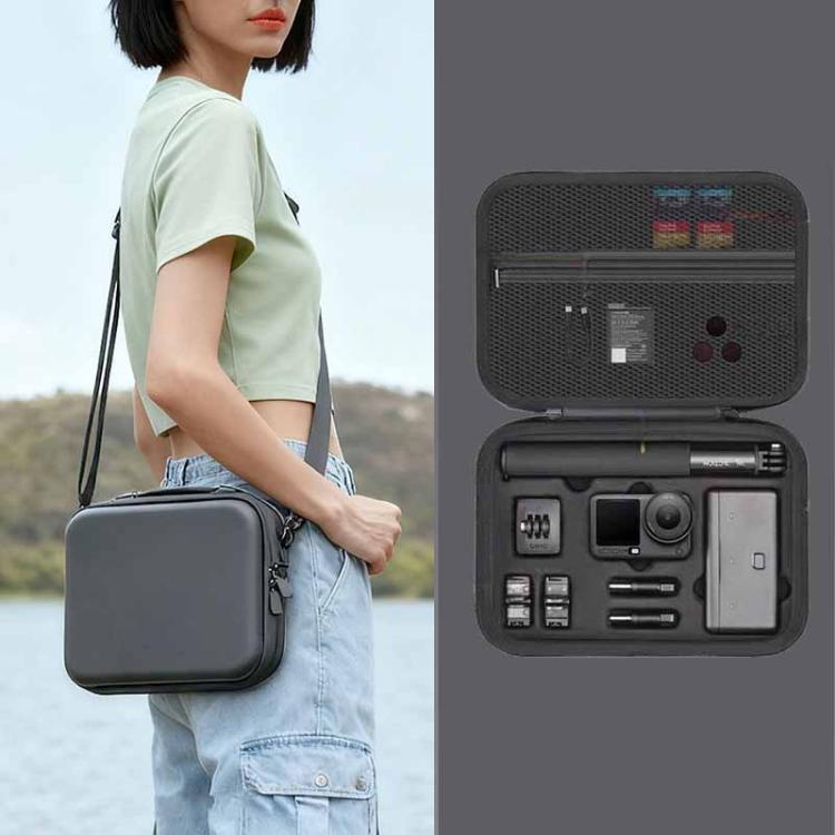 Funda de transporte para DJI Osmo Action 6 Adventure Combo, bolsa de almacenamiento de EVA+PU con absorción de impactos, Handheld-Type Black, Handheld Type Gray, Shoulder Strap Type Gray, Shoulder Strap Black
