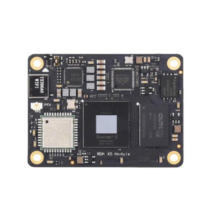 Módulo de IA X5 con 10 TOPS de potencia de cálculo, CPU Cortex A55 de ocho núcleos integrada con memoria RAM EMMC inalámbrica, Waveshare RDK X5 MD 104032