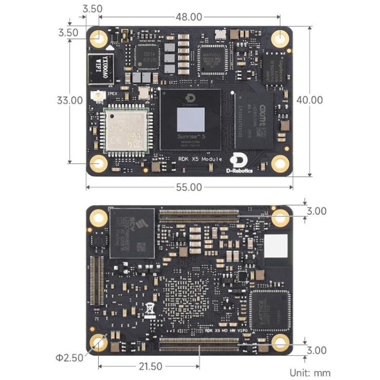 Módulo de IA X5 con 10 TOPS de potencia de cálculo, CPU Cortex A55 de ocho núcleos integrada con memoria RAM EMMC inalámbrica, Waveshare RDK X5 MD 104032