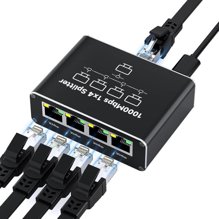 Divisor de red Gigabit RJ45, divisor de cable Ethernet de 1 a 4, RJ45 Gigabit Network Splitter